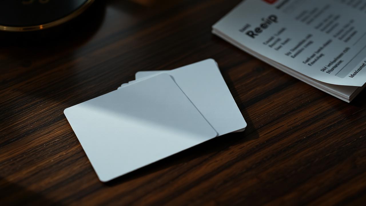Credit card statement and calculator on a desk